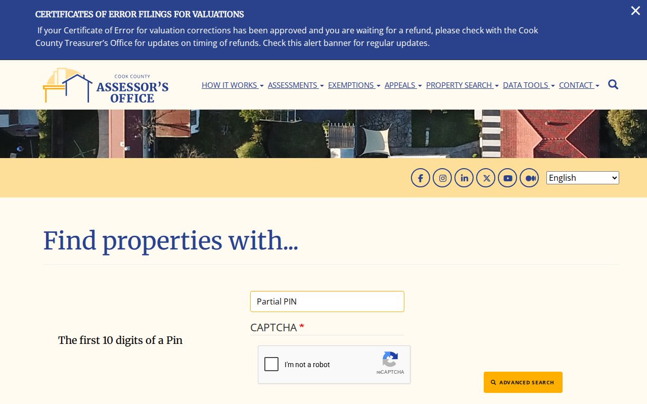 Cicero street directory Assessor advanced search